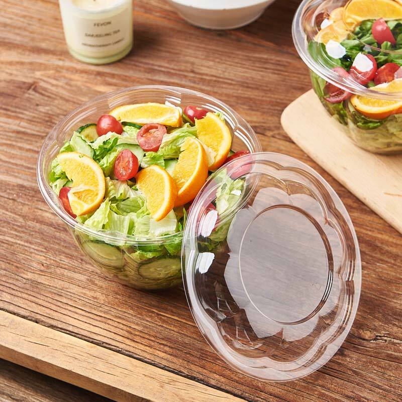 48 oz PET プラスチックフルーツサラダボウル（蓋付き）、中国